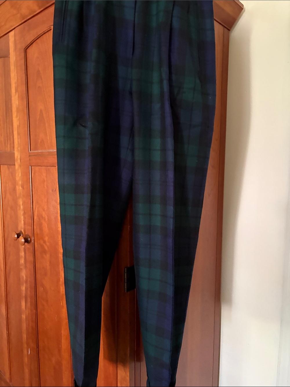 Vintage Charter Club Green & Navy Tartan Plaid Chinos